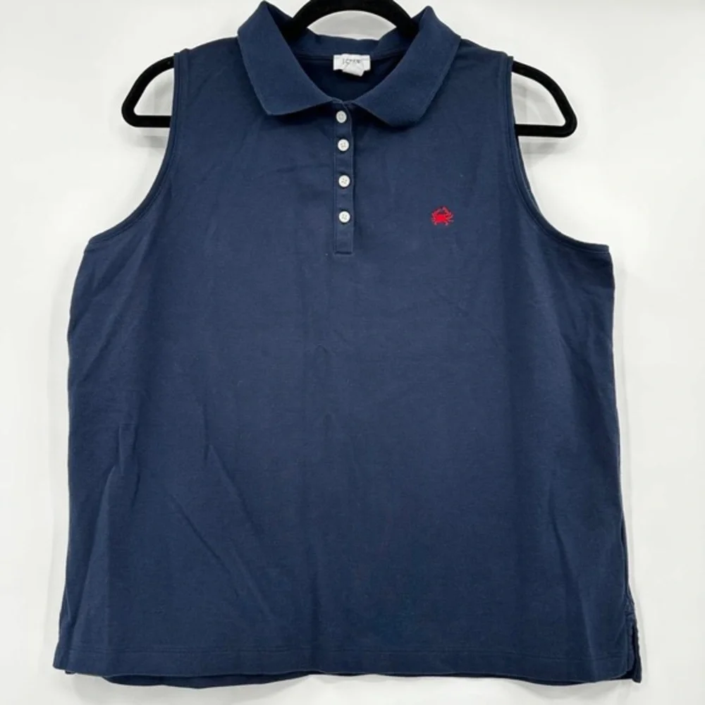 J. Crew Navy Sleeveless Polo Tank with Red Embroidered Logo